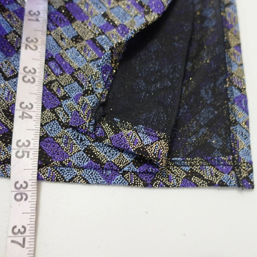Vtg 90s Y2K Impressions Maxi Skirt Metallic Geometric Nylon Stretch Retro Medium